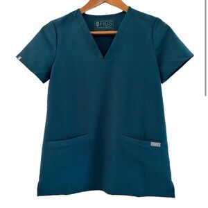 Figs Teal Scrub Top Small